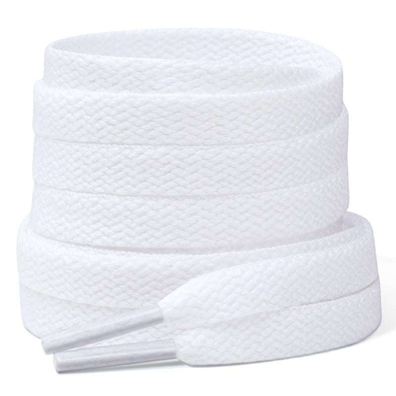 Stepace [2 Pairs Flat Shoe Laces for Sneakers 5/16" Width 30"-72" Length 26 Color Shoelaces White 65"(165 cm) - Image 1